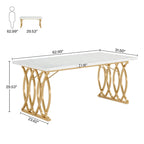 Bureau de conférence 4-6 personnes blanc et or 63"