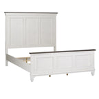 Lit capitonné Queen en charbon de bois blanc brossé