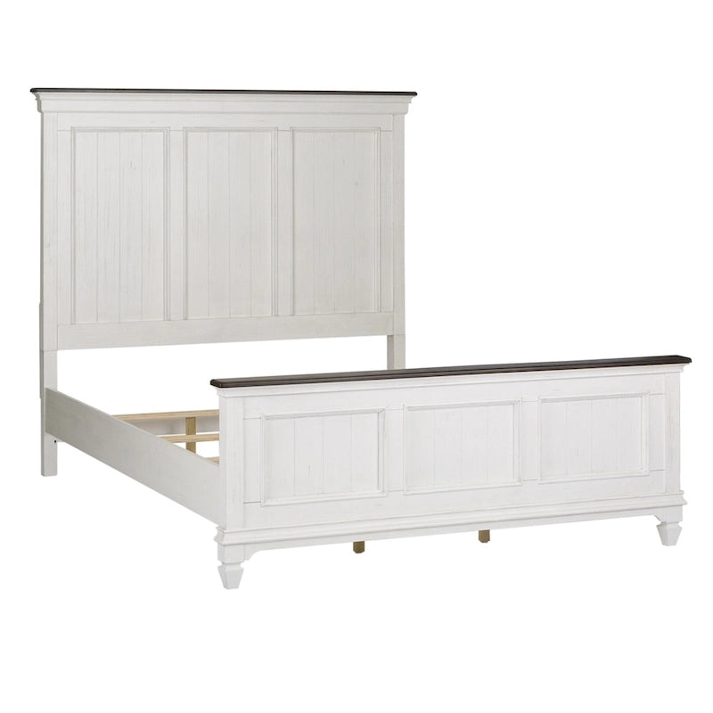 Lit capitonné Queen en charbon de bois blanc brossé