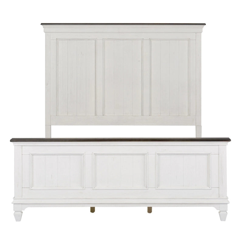 Lit capitonné Queen en charbon de bois blanc brossé