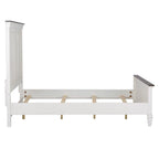 Lit capitonné Queen en charbon de bois blanc brossé