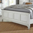 Lit capitonné Queen en charbon de bois blanc brossé