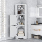 Armoire d'angle haute avec 2 portes et 2 étagères, autoportante, réglable, 1 personne