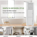 Armoire d'angle haute avec 2 portes et 2 étagères, autoportante, réglable, 1 personne