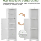 Armoire d'angle haute avec 2 portes et 2 étagères, autoportante, réglable, 1 personne