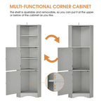 Armoire d'angle haute avec 2 portes et 2 étagères, autoportante, réglable, 1 personne