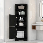 Armoire d'angle haute avec 2 portes et 2 étagères, autoportante, réglable, 1 personne