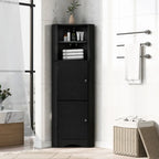 Armoire d'angle haute avec 2 portes et 2 étagères, autoportante, réglable, 1 personne