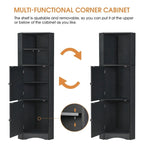 Armoire d'angle haute avec 2 portes et 2 étagères, autoportante, réglable, 1 personne