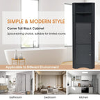 Armoire d'angle haute avec 2 portes et 2 étagères, autoportante, réglable, 1 personne