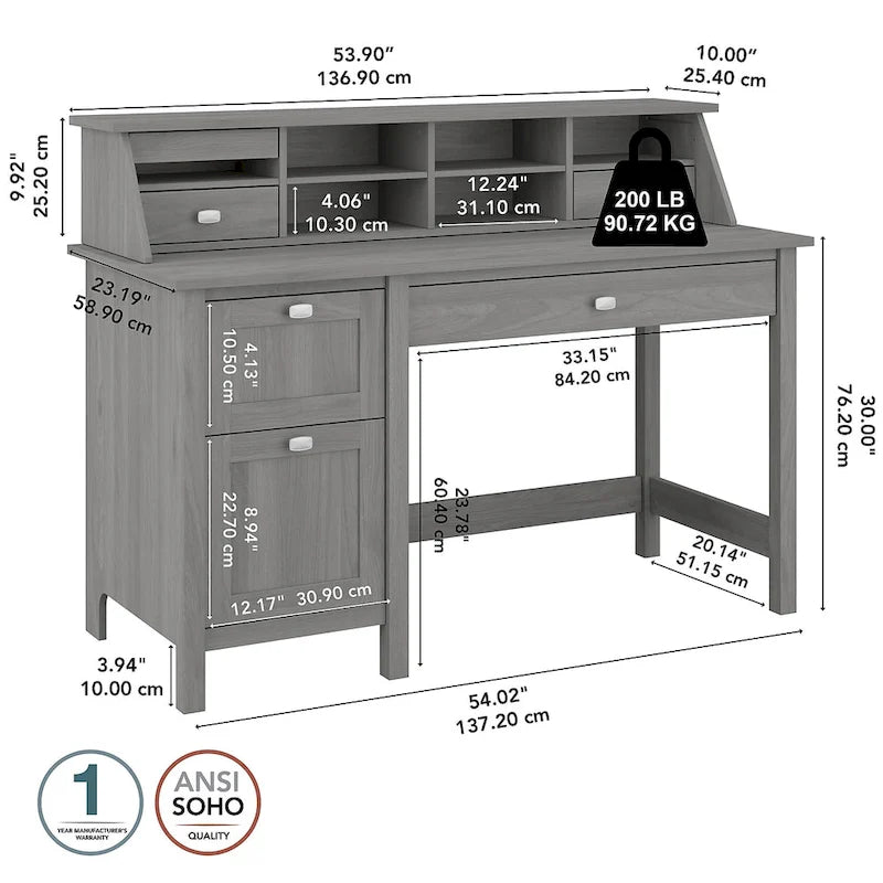 Bureau informatique 54 W avec organiseur de bureau