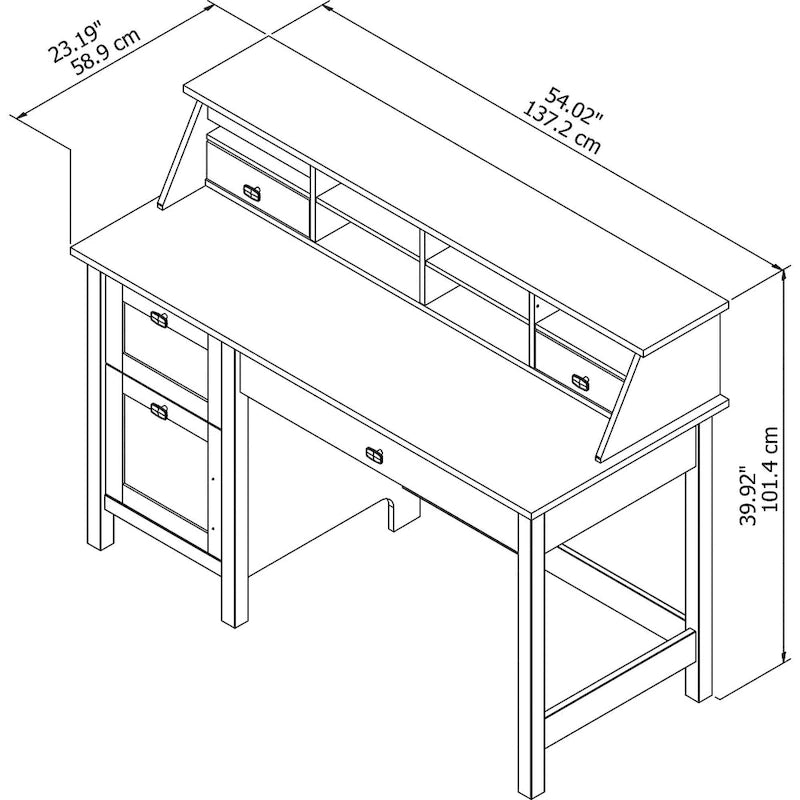 Bureau informatique 54 W avec organiseur de bureau