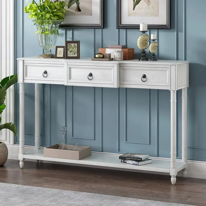 Merax Console Table Sofa Table with Projecting Drawers and Shelf for Entryway