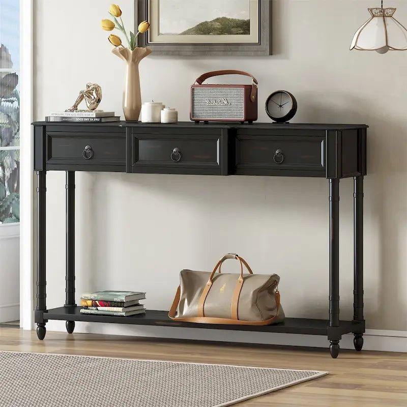 Console D'Entrée avec Tiroirs et Étagère Projetés