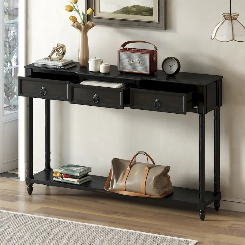Console D'Entrée avec Tiroirs et Étagère Projetés