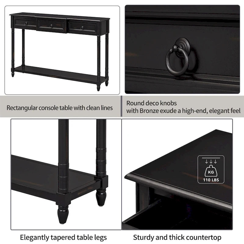 Console D'Entrée avec Tiroirs et Étagère Projetés