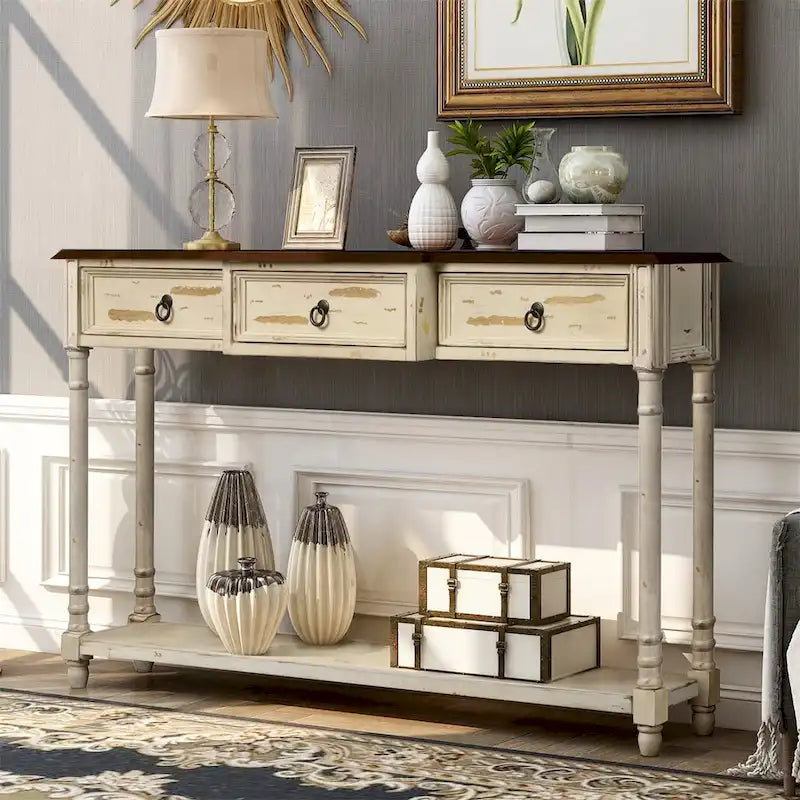 Console D'Entrée avec Tiroirs et Étagère Projetés