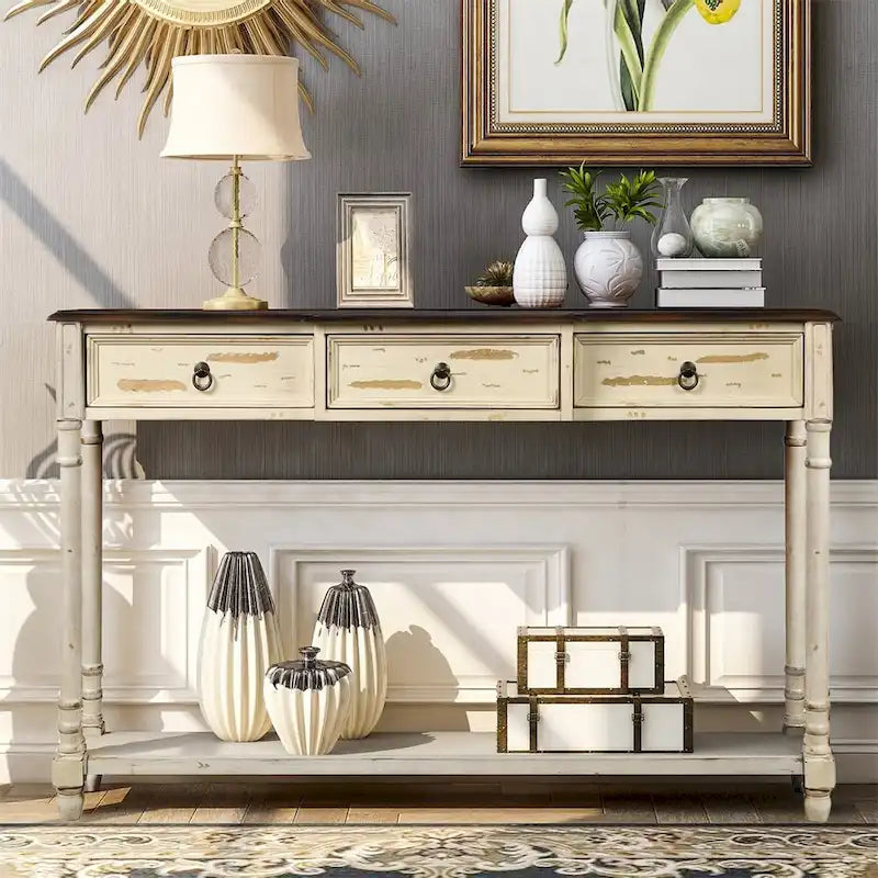 Console D'Entrée avec Tiroirs et Étagère Projetés