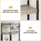 Étagère de rangement en bois à 5 niveaux pour machine à laver et sèche-linge