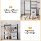 Étagère de rangement en bois à 5 niveaux pour machine à laver et sèche-linge