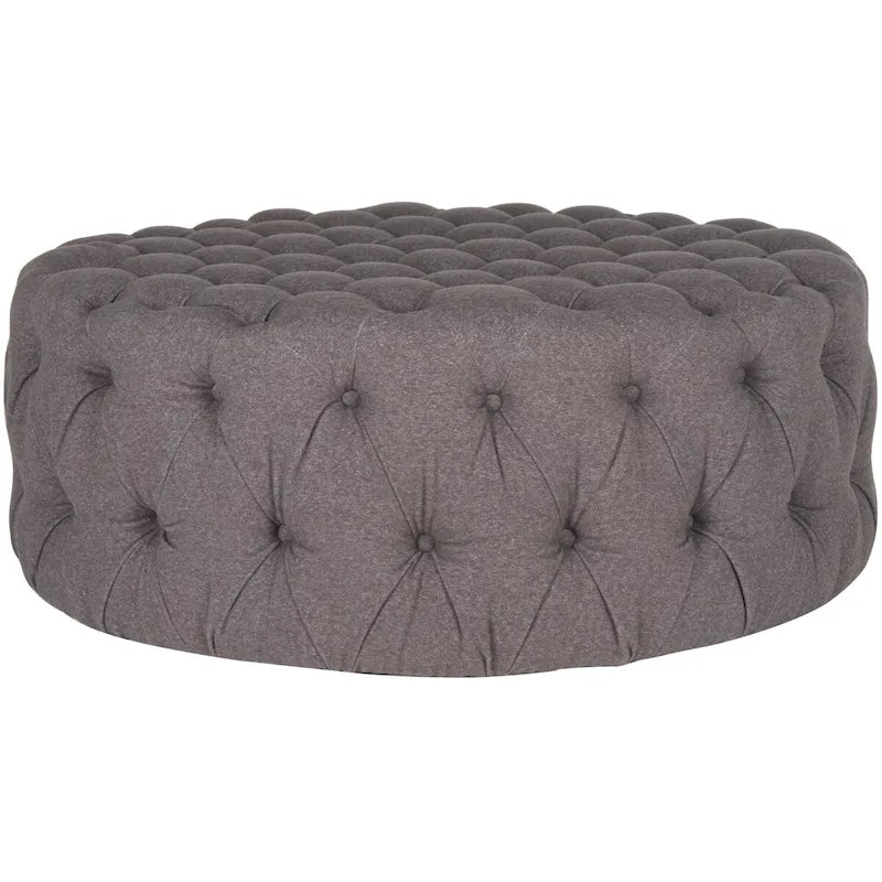 Pouf rond touffeté | Lin | Multicolore