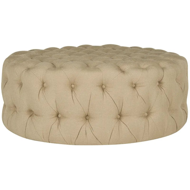 Pouf rond touffeté | Lin | Multicolore