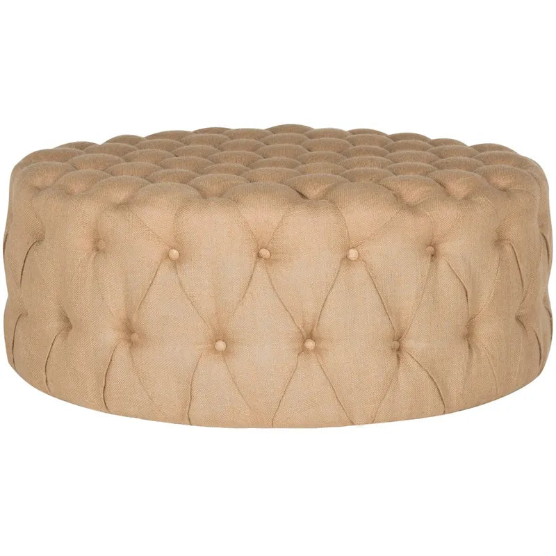 Pouf rond touffeté | Lin | Multicolore