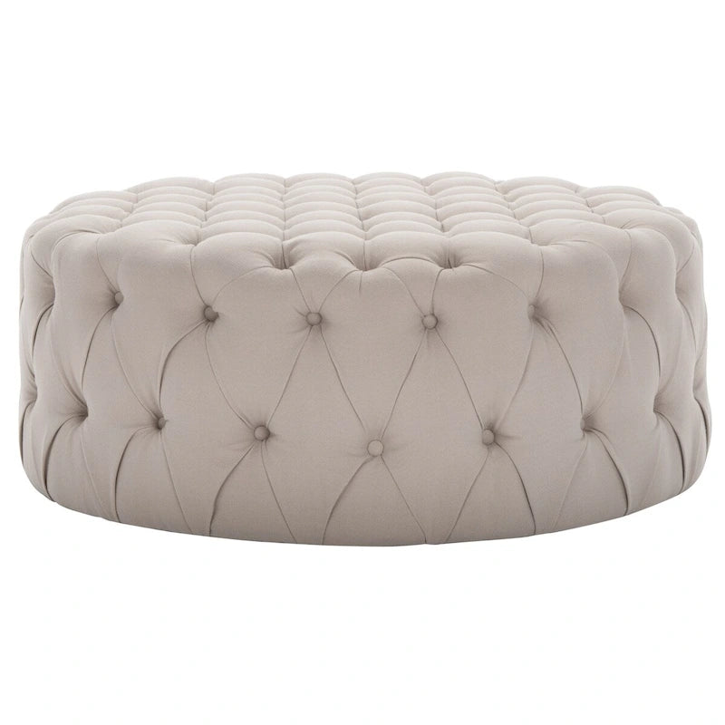 Pouf rond touffeté | Lin | Multicolore