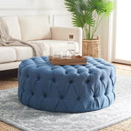 Pouf rond touffeté | Lin | Multicolore