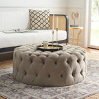 Pouf rond touffeté | Lin | Multicolore