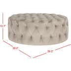 Pouf rond touffeté | Lin | Multicolore