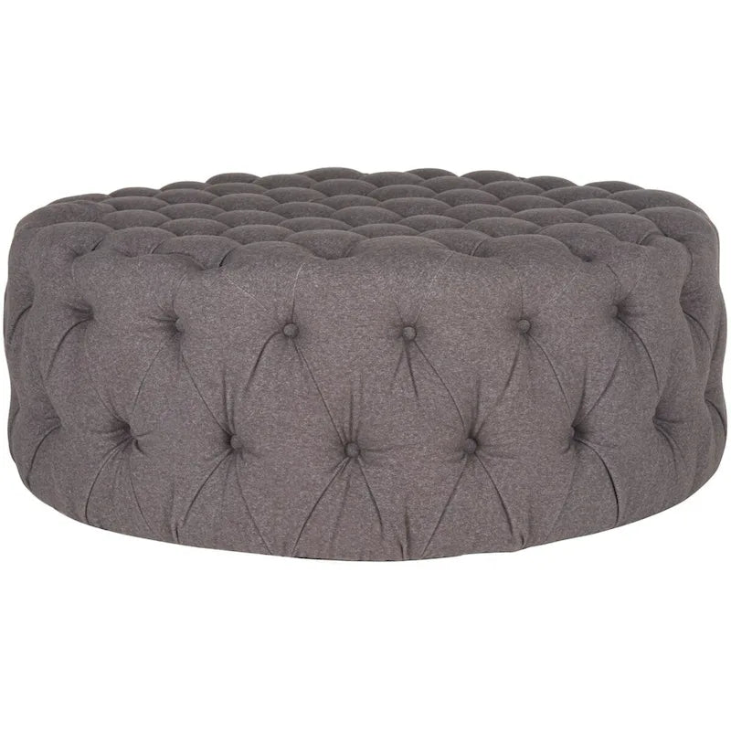 Pouf rond touffeté | Lin | Multicolore