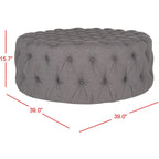 Pouf rond touffeté | Lin | Multicolore