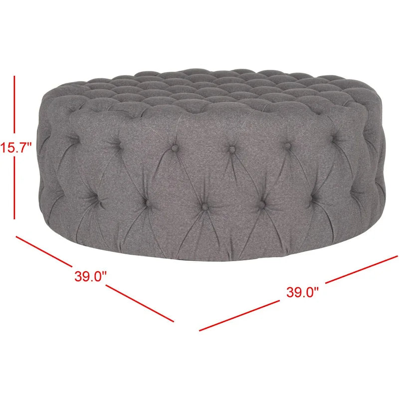 Pouf rond touffeté | Lin | Multicolore