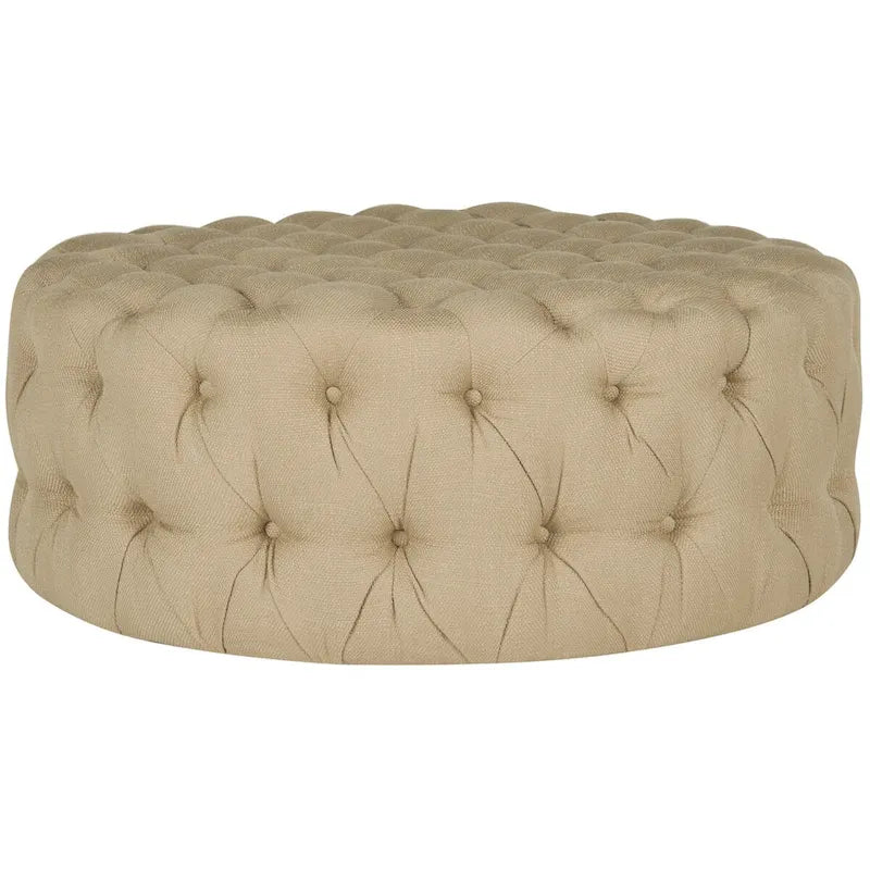 Pouf rond touffeté | Lin | Multicolore
