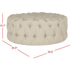Pouf rond touffeté | Lin | Multicolore