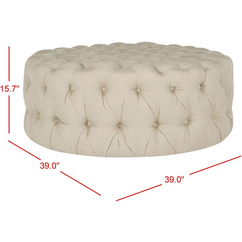 Pouf rond touffeté | Lin | Multicolore