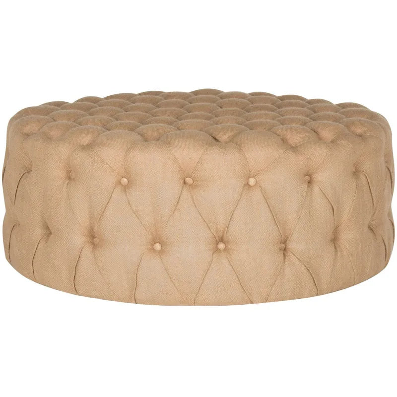 Pouf rond touffeté | Lin | Multicolore