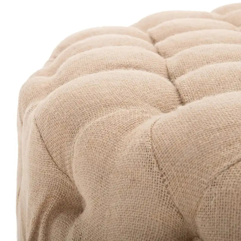 Pouf rond touffeté | Lin | Multicolore