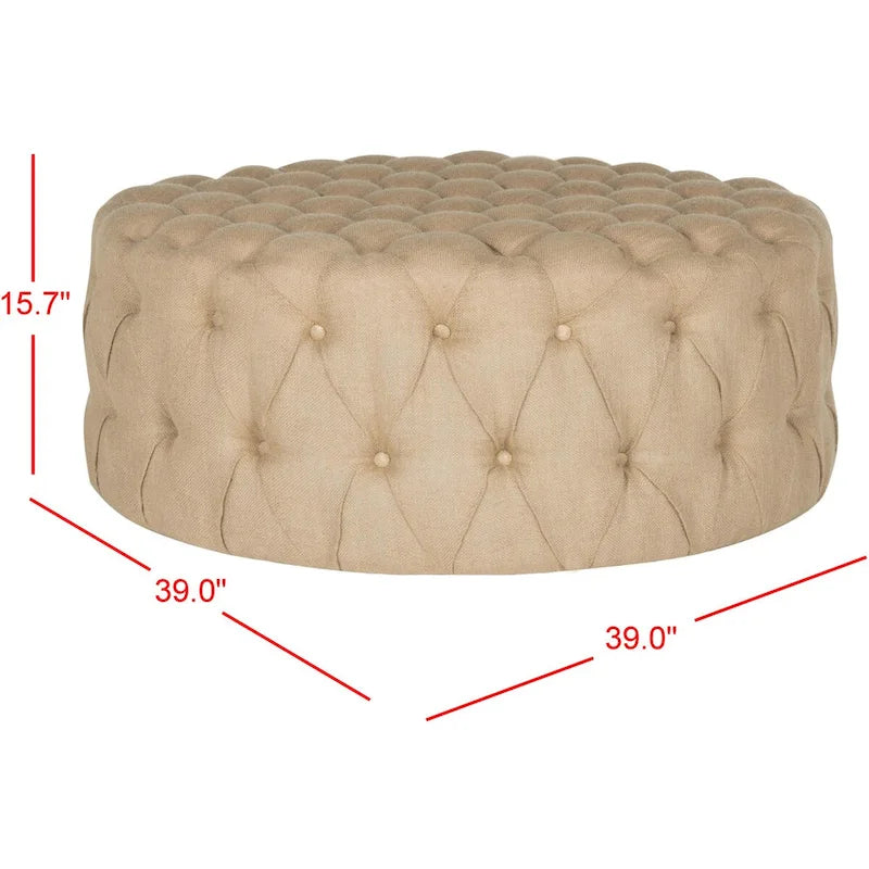 Pouf rond touffeté | Lin | Multicolore