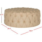 Pouf rond touffeté | Lin | Multicolore
