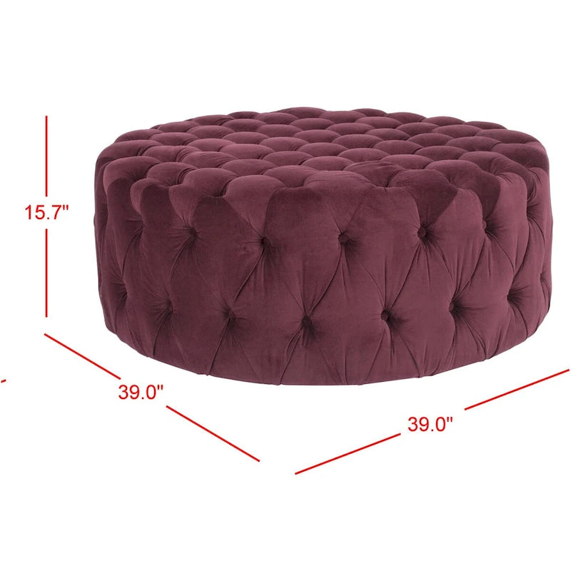 Pouf rond touffeté | Lin | Multicolore