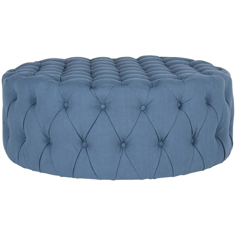 Pouf rond touffeté | Lin | Multicolore