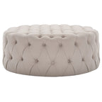 Pouf rond touffeté | Lin | Multicolore