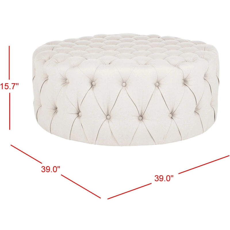Pouf rond touffeté | Lin | Multicolore