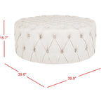 Pouf rond touffeté | Lin | Multicolore