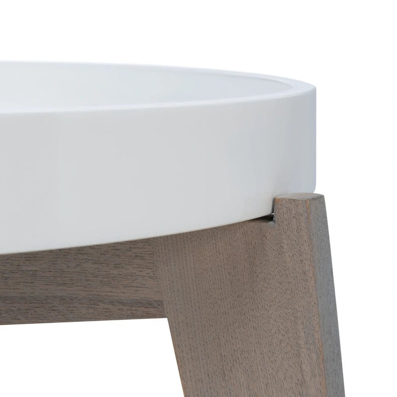 Table d'appoint en laque blanche/grise pour 1 – 32"L x 32"P x 18"H