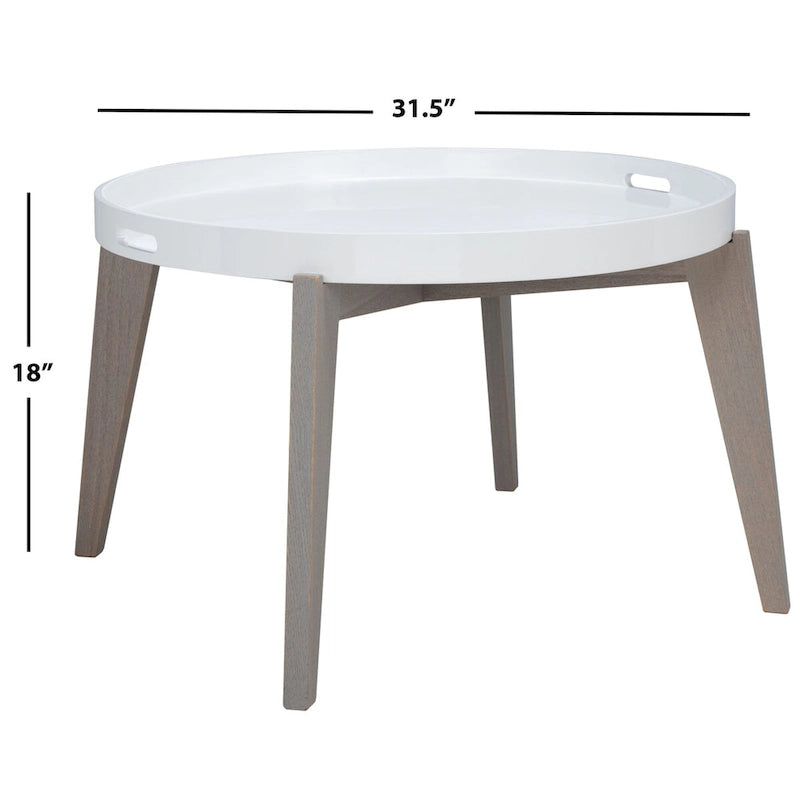 Table d'appoint en laque blanche/grise pour 1 – 32"L x 32"P x 18"H