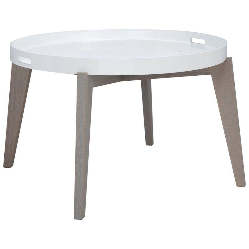 Table d'appoint en laque blanche/grise pour 1 – 32"L x 32"P x 18"H