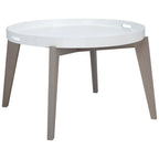 Table d'appoint en laque blanche/grise pour 1 – 32"L x 32"P x 18"H